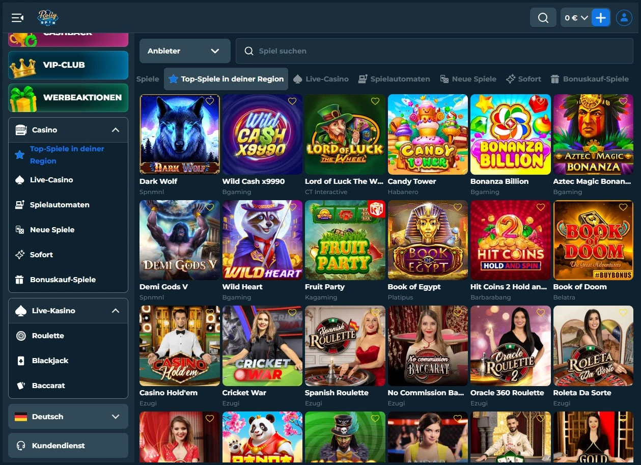 Genießen Sie das vollständige Slot-Portfolio von RollySpin